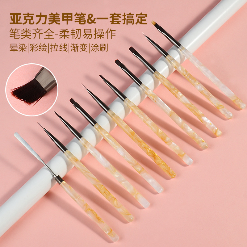 New Ice Penetrant Amber Nail Pen suit Pull Line Pen Pattern Phototherapy Pen Sweep Pen Nail Art Brush Nail Art Construction