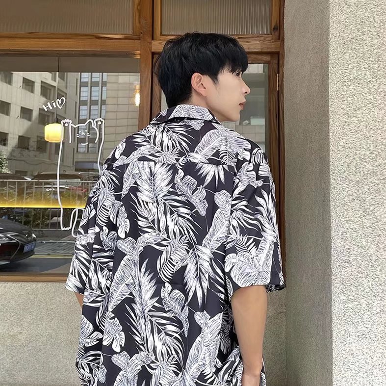 Camisa de manga corta floral hawaiana camisa delgada de verano holgada para Hombres estilo Hong Kong marca de moda abrigo guapo