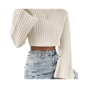 �����̿����^ë��ŮHigh waisted short sweater for women