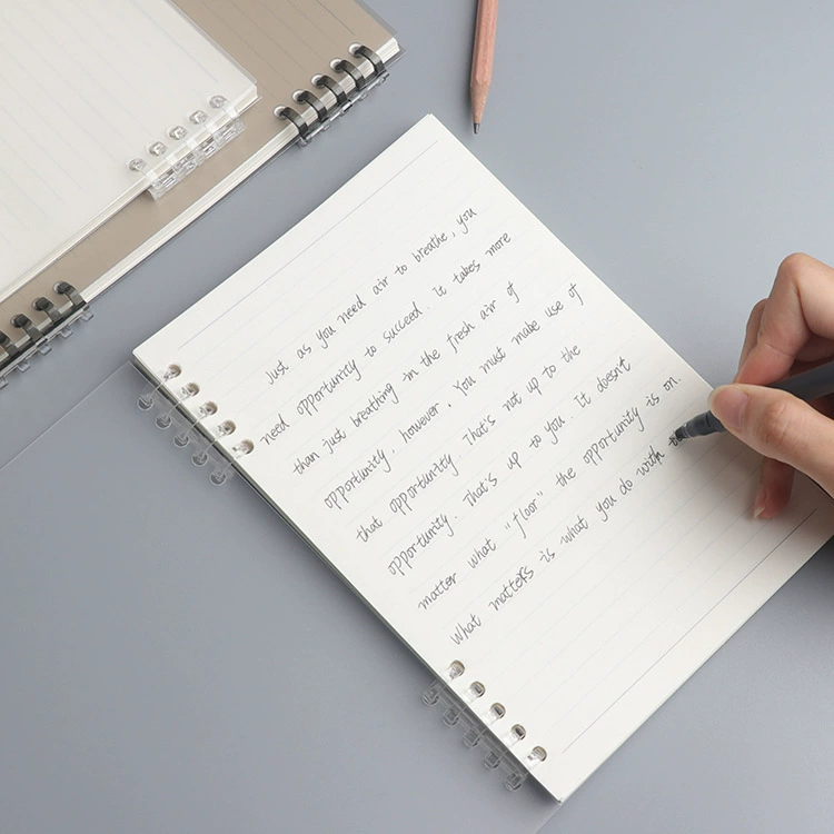 Transparent Cover Notebook Refillable, 10-Hole A5/B5, Lined & Grid Inner Pages