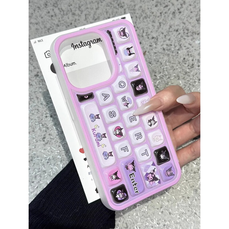 Cute Keyboard Kuromi for Apple 16 Phone Case iPhone15pormax Silicone 14 Drop-resistant 13 Cartoon