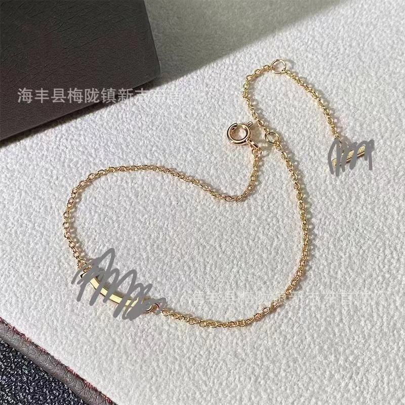 T家精工迷你笑脸手链镀18K金蒂家微笑smile光面镶钻满钻笑脸手环|undefined