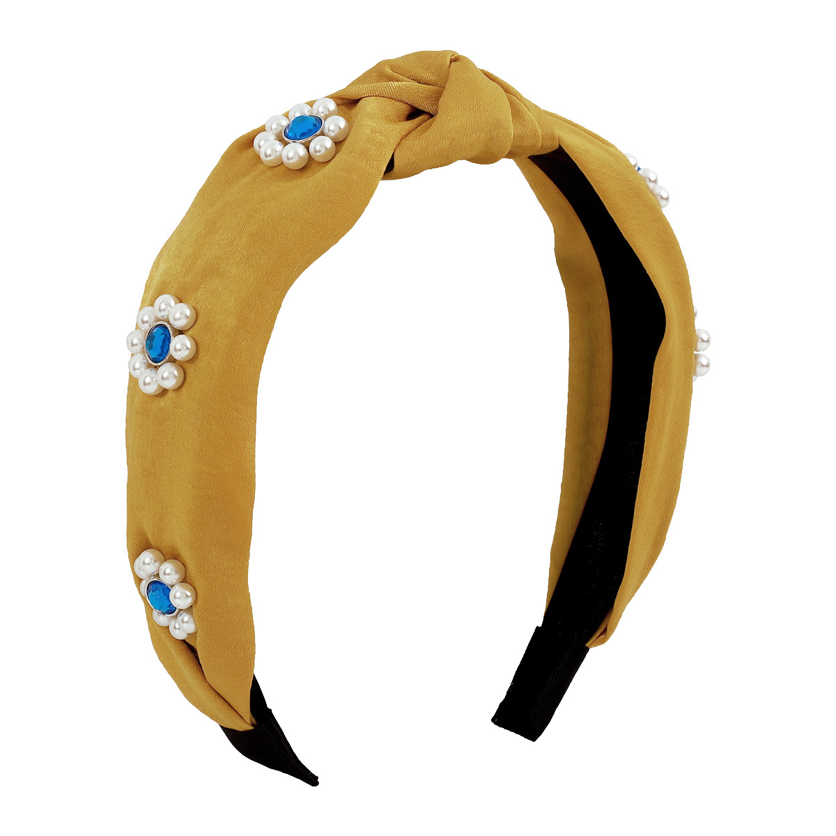 Fashion Flower Cloth Knot Inlay Rhinestone Pearl Hair Band display picture 13