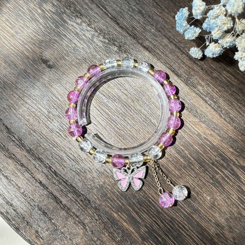 S024-폭발성 다이아몬드 나비 딥 퍼플 팔찌#SZ209호