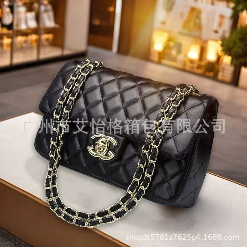 真皮链条包包女2025新款潮牌香奶奶单肩女士包羊皮小香菱格斜挎包