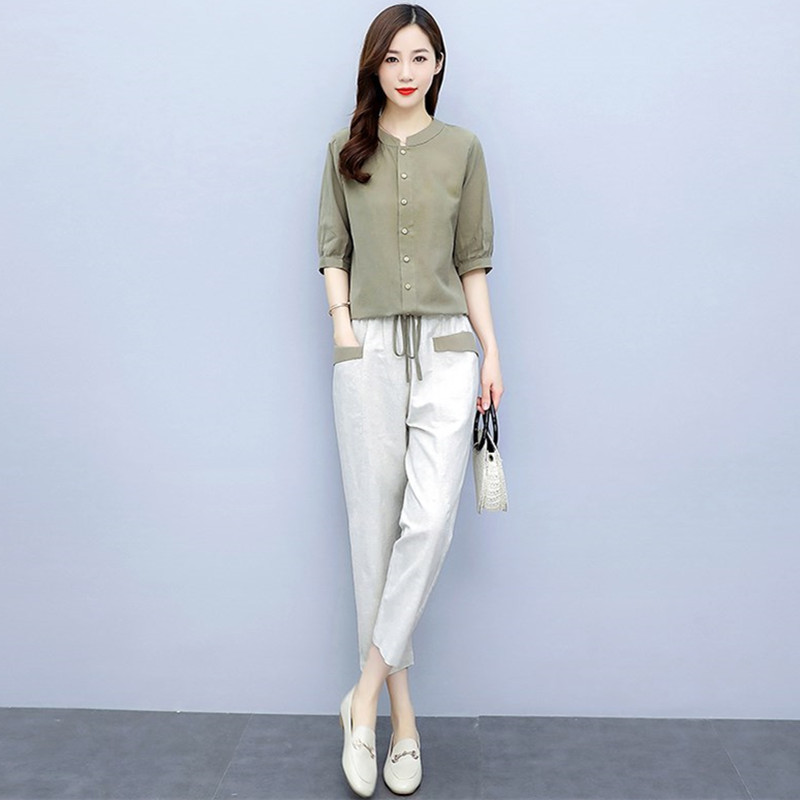 Casual Fashion Cotton and Linen Set 2026 New Stylish Age-Reducing Linen Mom Outfit Slimming and Figure-Flattering Two-Piece Set for Women Casual Fashion Cotton and Linen Set 2026 New Stylish Age-Reducing Linen Mom Outfit Slimming and Figure-Flattering Two-Piece Set for Women