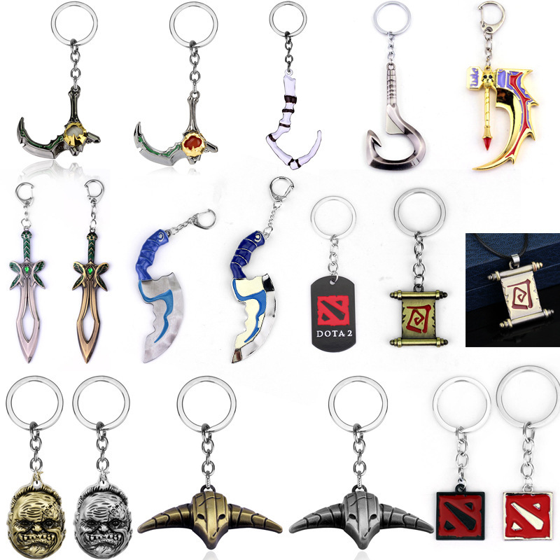 DOTA2 Game Surrounding Weapon Model Pendant Knife Tower Logo Keychain Back to City Roll Shaft Pendant Necklace Spot DOTA2 Game Surrounding Weapon Model Pendant Knife Tower Logo Keychain Back to City Roll Shaft Pendant Necklace Spot