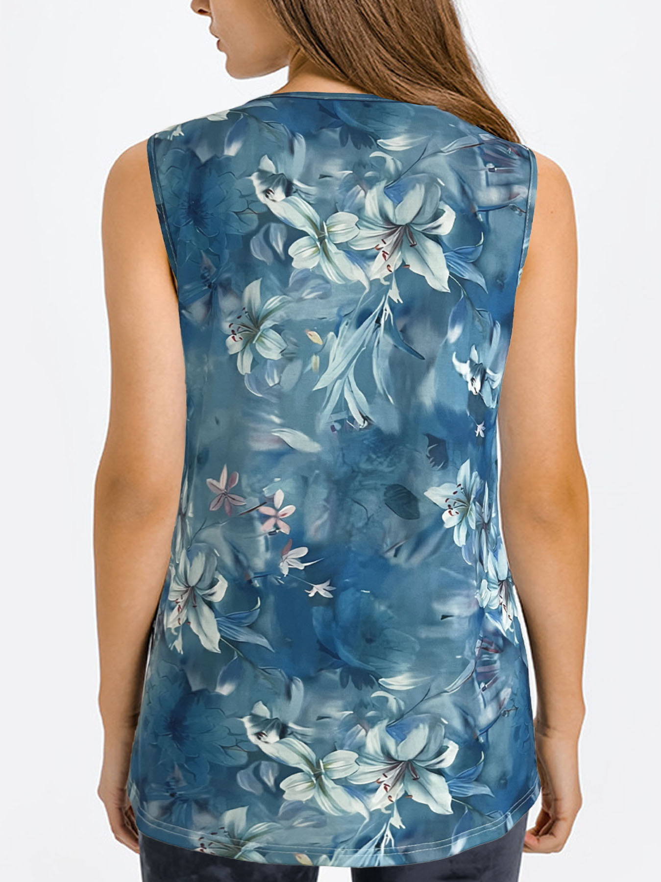 Canotta donna scollo a v senza maniche blusa estiva morbida_voghion.com