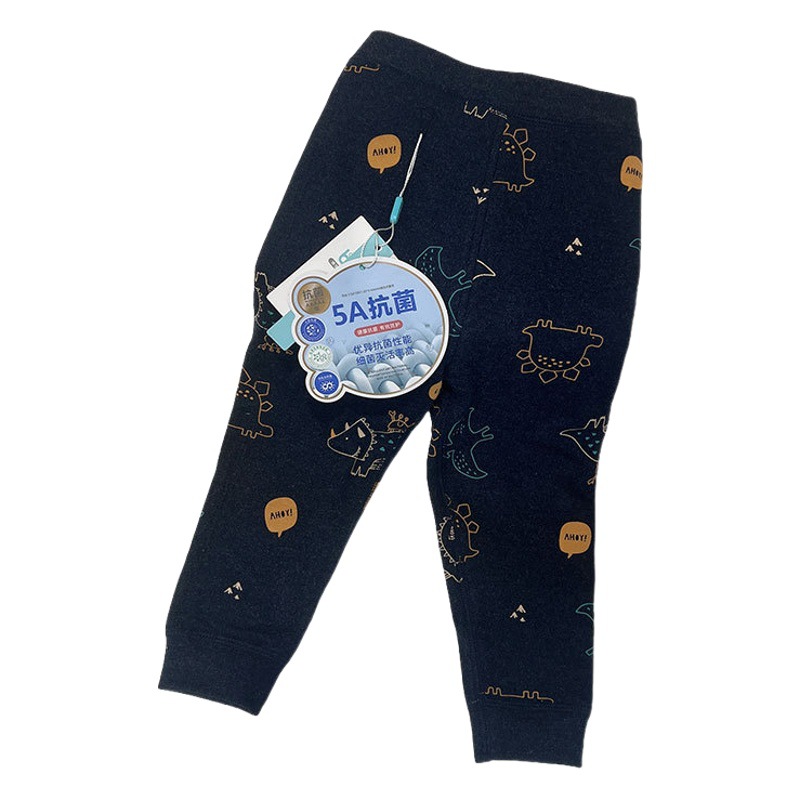 Green Bor 2026 Autumn/Winter New Cartoon Cationic Silk Thickened Thermal Pants School Uniform Base Layer Pants Double Cotton Pants