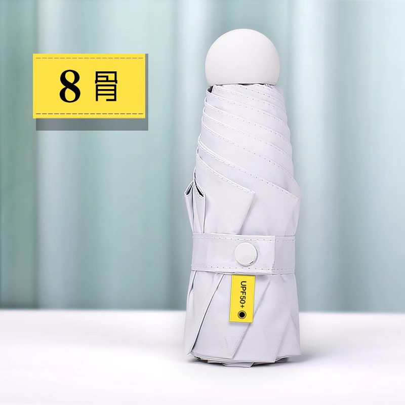 Sombrilla de protección solar exclusiva transfronteriza con descuento de cinco veces más para mujer, compacta y portátil, protección solar, sombrilla de bolsillo ultrapequeña para niñas, de doble uso para sol y lluvia.