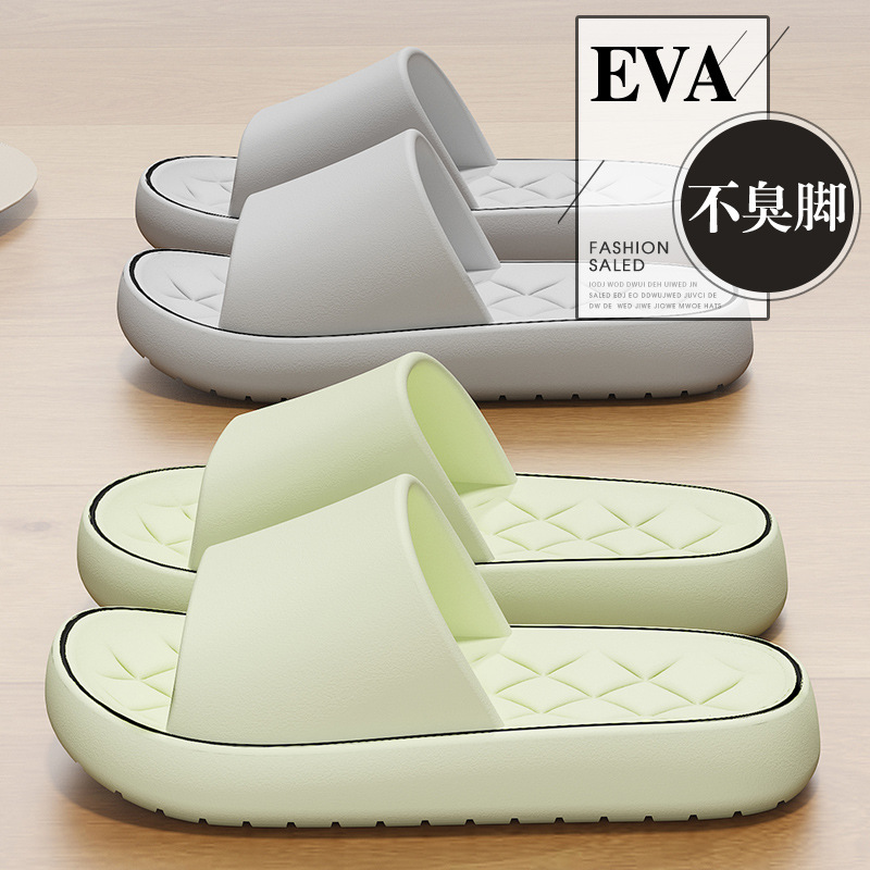 2024 nuevas sandalias y pantuflas de suela gruesa para mujeres, uso al aire libre de verano, baño simple en el hogar, pantuflas antideslizantes para hombres
