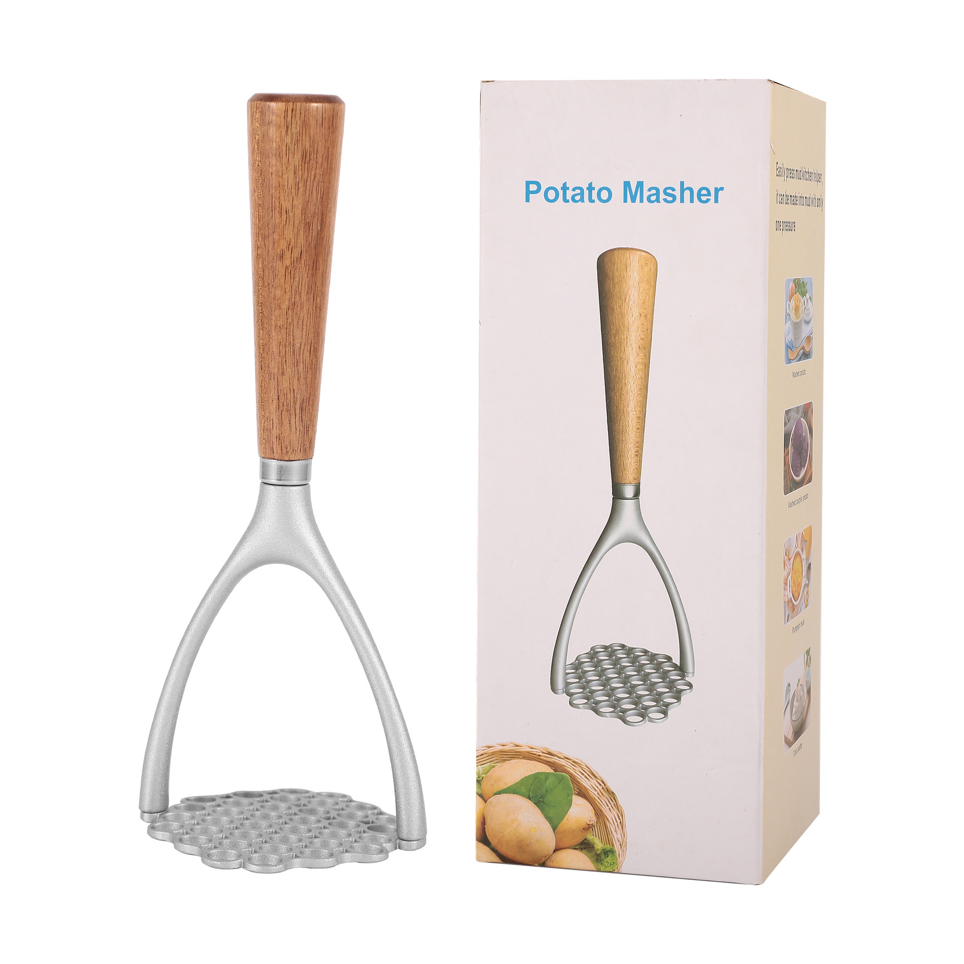 En stock de aleación de aluminio de roble prensa de puré de patatas prensa puré de patatas cocina gadget puré de patatas prensa