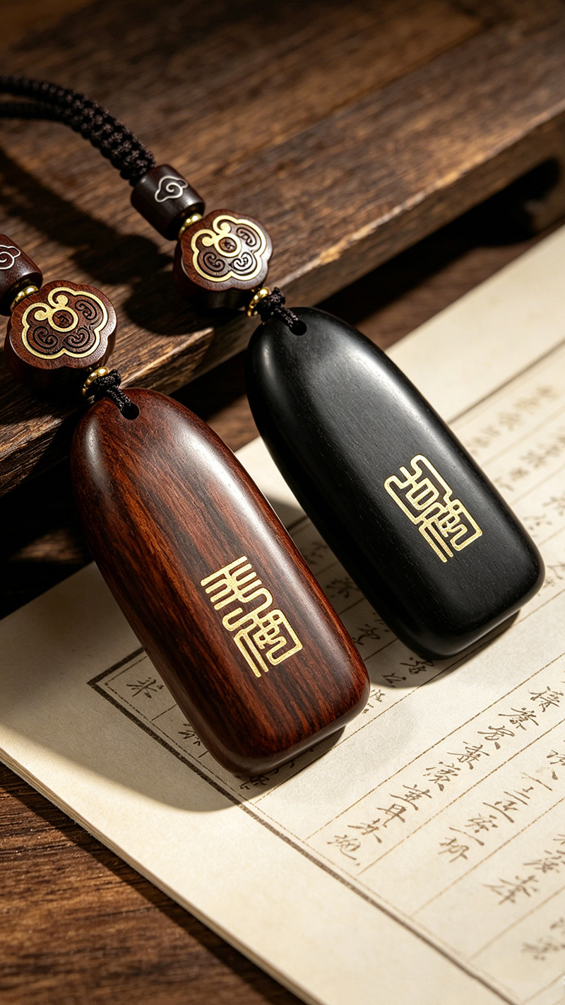 2026 New Model Car Pendant Sandalwood Peace Buckle Car Hanging Ornament High-End Rearview Mirror Interior Decoration