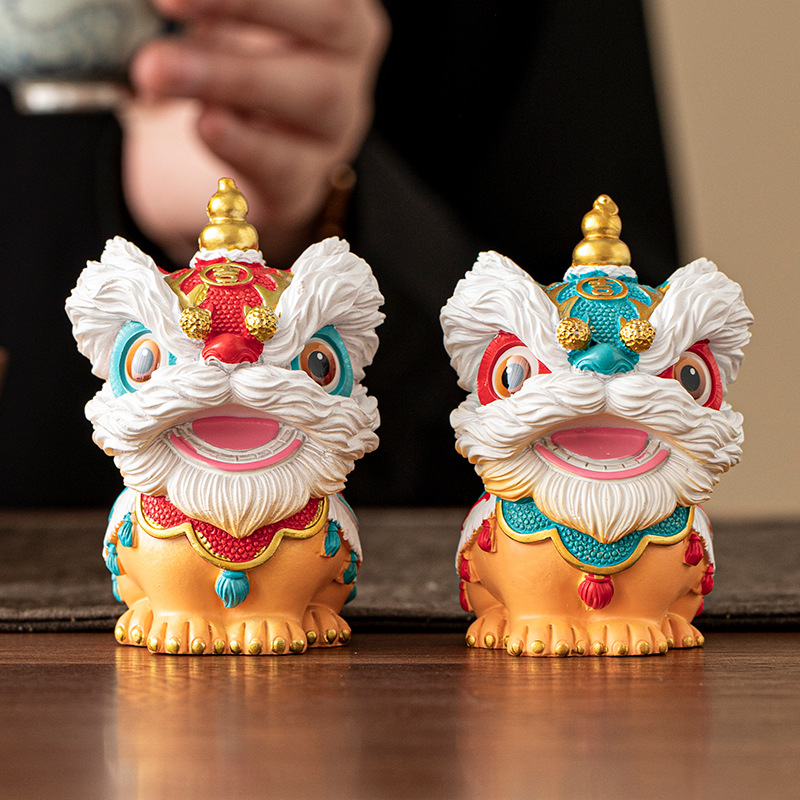 Trendy Foshan Lion Dance Creative Ornament, High-End Niche Desktop Tea Table Decoration, Craft, Birthday Gift