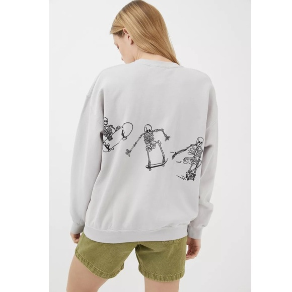 Autumn Winter Women Wear Long Sleeve Solid Color Skull Skateboard Printing Loose Casual Long Sleeves
