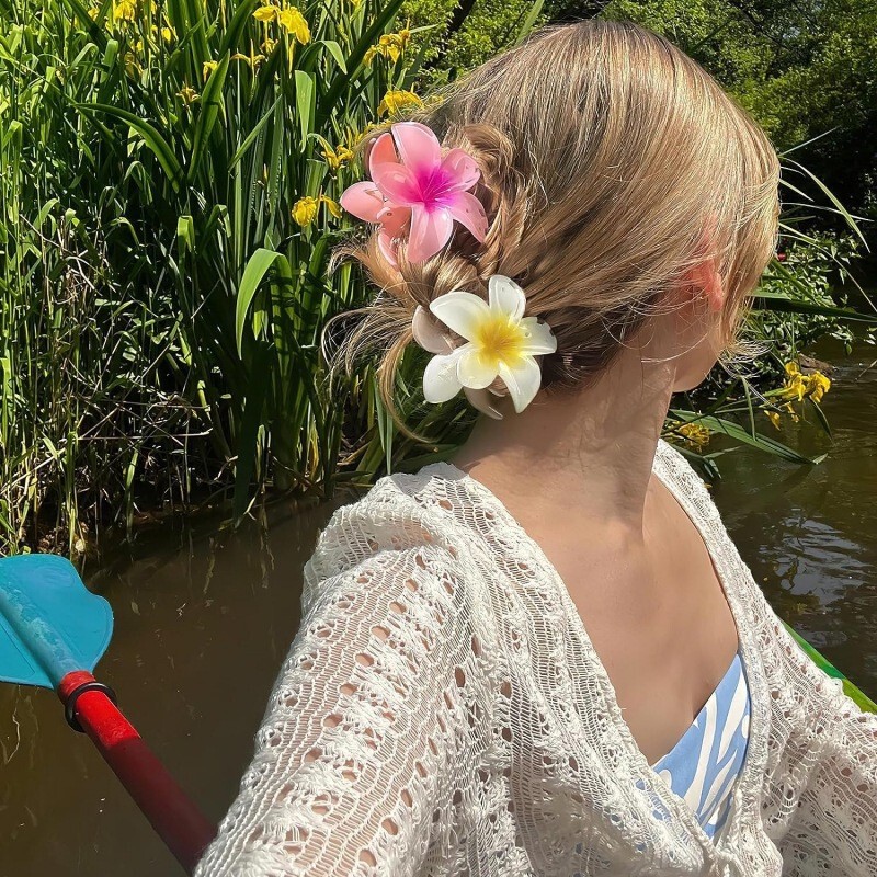 7CM Amazonヨーロッパとアメリカの国境を越えた人気のカラフルなプルメリアヘアピンフラワーグリッパーハーフグリップシャーククリップ後頭部用|undefined