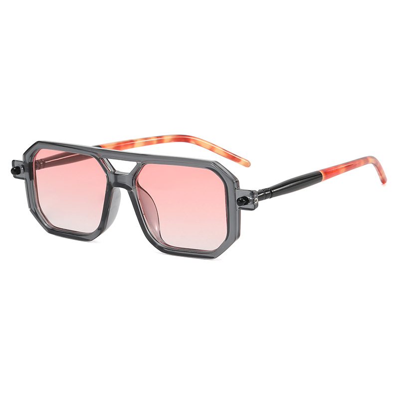 Retro Square Men's Sunglasses With Double Bridge Minimalist Style_voghion.com