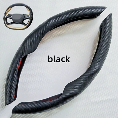 Steering wheel cover Leather Car Steering Wheel Handlebar - black-38cm