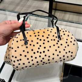 网红同款豹纹毛毛包女时尚百搭链条手提包小众设计感腋下包单肩包
