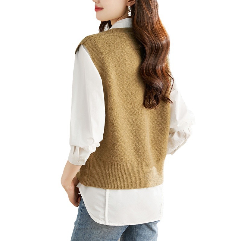 Diseño directo de fábrica sentido del chaleco de punto de nicho chaleco mujer otoño nuevo estilo ropa exterior moda suéter cárdigan