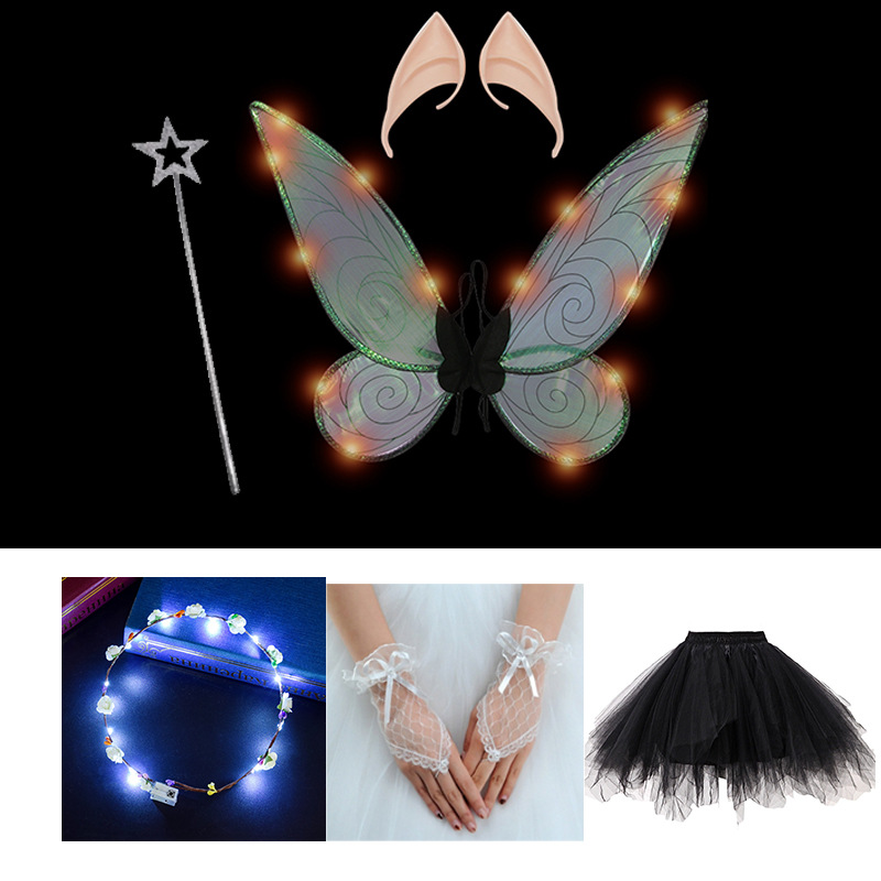 Navidad Nuevo estilo de emisión de luz ELF alas fiesta de vacaciones con flash mariposa Halloween accesorios de rendimiento para niños