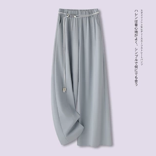 灰色慵懒松弛阔腿裤女2026夏季薄款系带高腰显瘦垂感休闲山本长裤