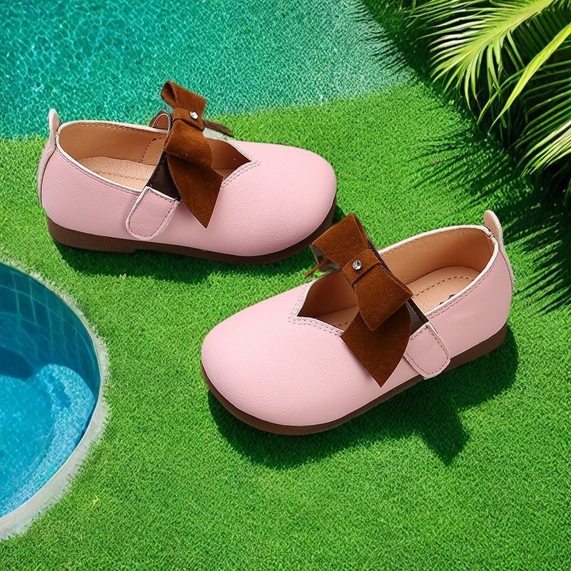 Zapatos de Cuero para Niñas de Cuero Sintético y Suela TPR Antideslizantes para Bebés y Niñas