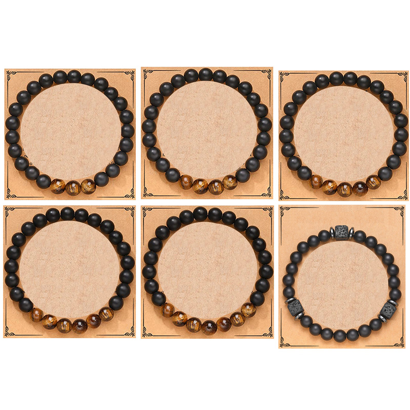 Amazon popular 30/40/50/60/70 birthday gift bracelet natural black frosted Tiger Eye stone bracelet