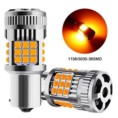 自動車LEDウインカー1156 T20ストロボ防止デコーディングファン付き36SMD 3030ブレーキライトバックライト