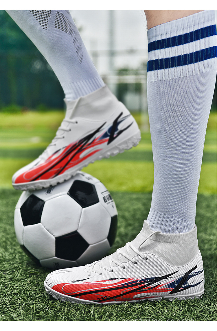 Scarpe da calcio alte transfrontaliere 46 di grandi dimensioni 47 AG unghie lunghe tf unghie rotte set di calzini da uomo e da donna_voghion.com
