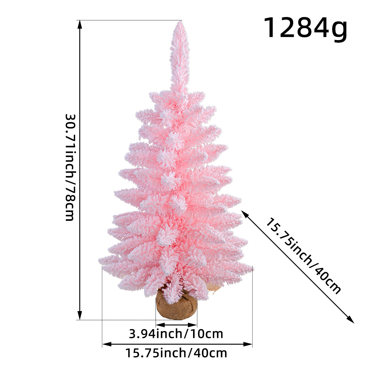 Nuevos productos transfronterizos árbol de Navidad rosa creativo flocado árbol de simulación de nieve decoración de ventanas de navidad