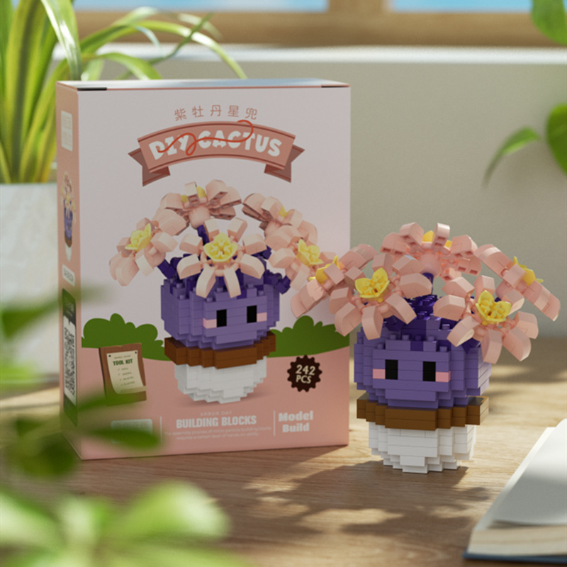 Cubierta de polvo, bloques de construcción, flores, compatible con Lego en maceta, flores de hibisco, juguetes de ensamblaje para niños, venta al por mayor transfronteriza de San Valentín