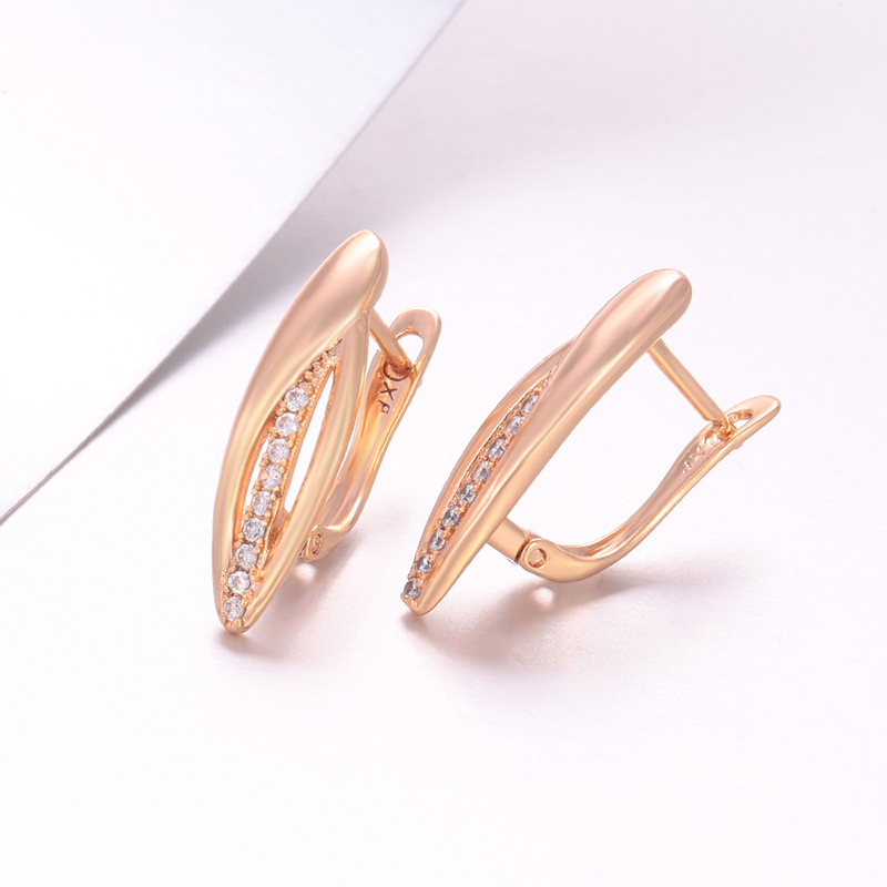 Aretes de Hebilla en D de Aleación con Diseño de Hoja para Mujer image 5