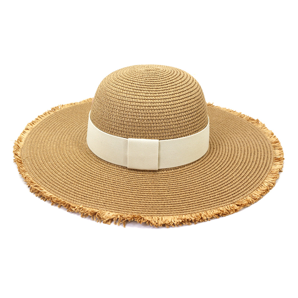 Raw Edge Dome Big Brimmed Straw Hat NSDIT104155