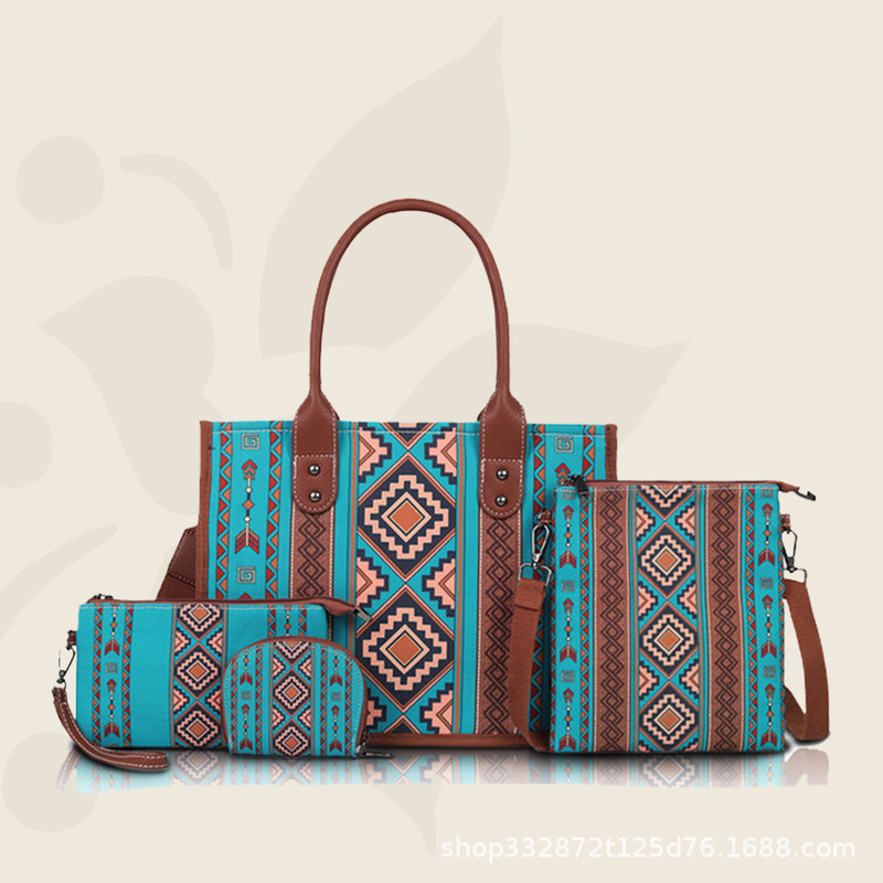 Ready-Made Cross-Border Ethnic Style Canvas Bag, Mother-In-Law Bag, Tote Bag, Four-Piece Set, Bohemian Style Portable Large-Capacity Bag Ready-Made Cross-Border Ethnic Style Canvas Bag, Mother-In-Law Bag, Tote Bag, Four-Piece Set, Bohemian Style Portable Large-Capacity Bag