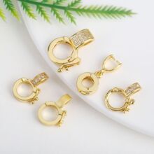 18K包金保色微镶锆石万能扣镶嵌项链扣头珍珠扣收尾扣diy饰品配件