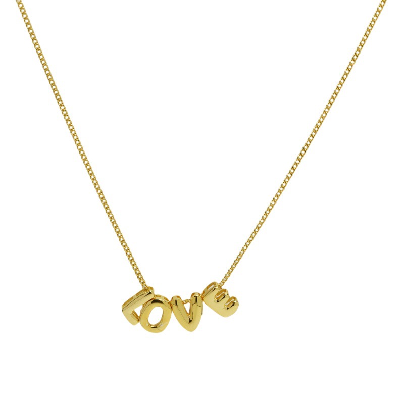 Hot sale brass 18k bubble balloon diy small letter pendant LOVE/MAMA/MOM necklace mother's day gift