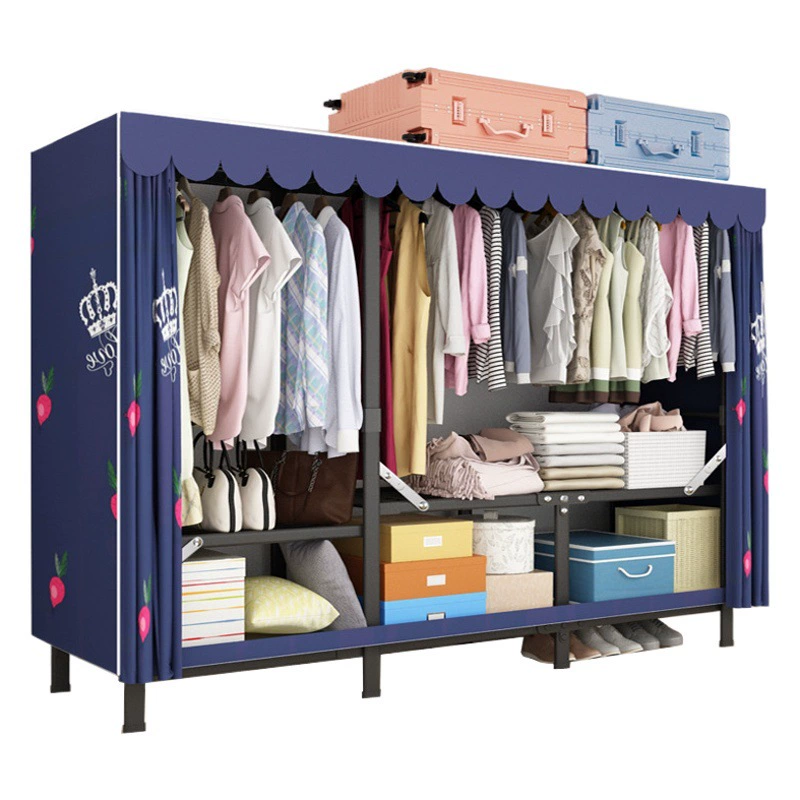 Шкаф без установки Домашняя спальня Складной простой Тканевый шкаф Стальной каркас Шкаф для хранения Шкаф для арендной комнаты Прочный и долговечный
