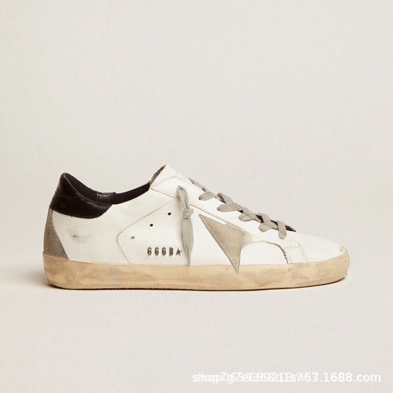 South Korea GGD Internet Celebrity Dirty Shoes Women's Distressed Flat Sneakers Vintage White Shoes Inner Height Increase Small Dirty Shoes Real Leather Shoes