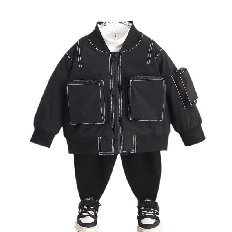 6838 Chaqueta de invierno para niños para niños más chaqueta de motocicleta gruesa de terciopelo 2025 nueva chaqueta de ropa de algodón para bebés