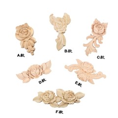 Hot selling wood carving decals solid wood European style rose style small decals home decoration white embryo fine carved wood decals retail
