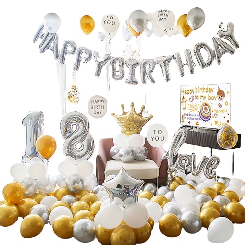Wholesale birthday balloon set birthday party adult ceremony girl boy scene layout background wall decoration supplies