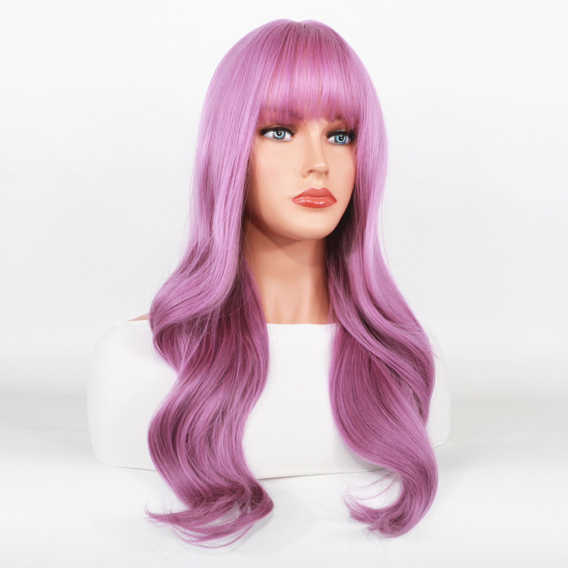 Parrucca sintetica Parrucca da donna per feste cosplay soffici capelli lunghi ricci viola uva da donna_voghion.com