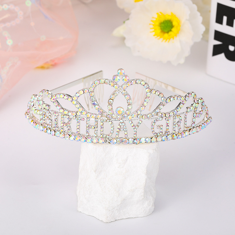 vendita calda BIRTHDAY QUEEN GIRL ragazze compleanno corona galateo festa forniture strass accessori per capelli_voghion.com