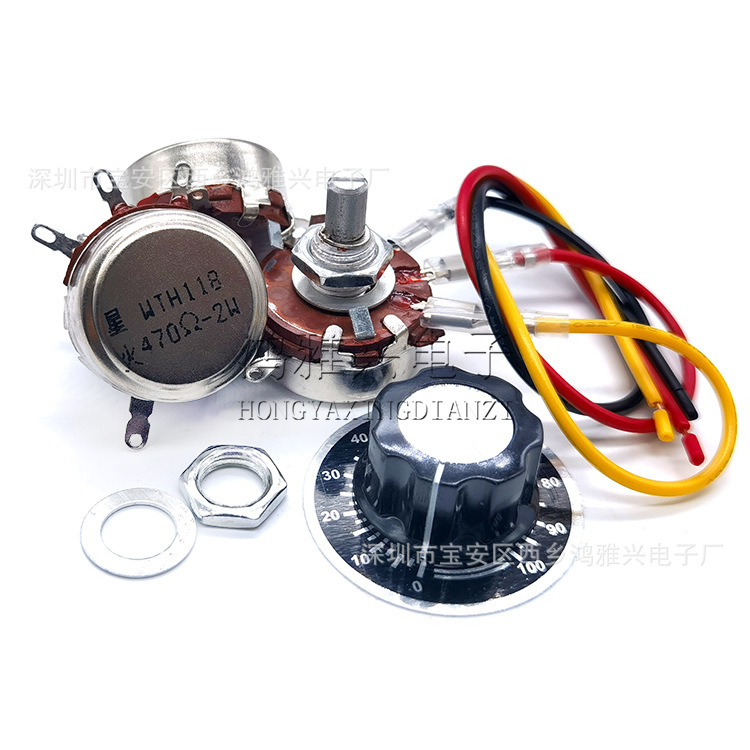 Wth118 Single-Turn Potentiometer Carbon Film 2W Welding-Free with Line 2K2 4K7 10K 100K 220K470K1M