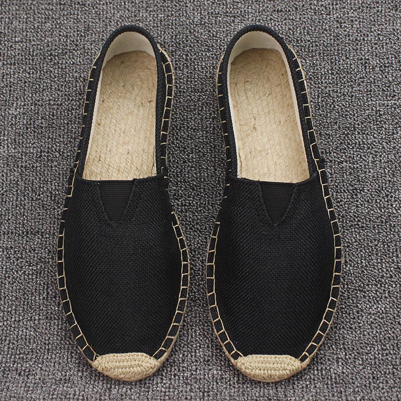 Summer Handmade Linen Sole Straw Shoes Men's Slip-on Lazy Fisherman Shoes Casual Breathable Sweat Absorbing Single Shoes Sail Roga