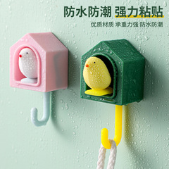 創意小鳥掛鈎強力粘膠牆壁壁掛廚房可愛無痕免打孔門後浴室粘鈎