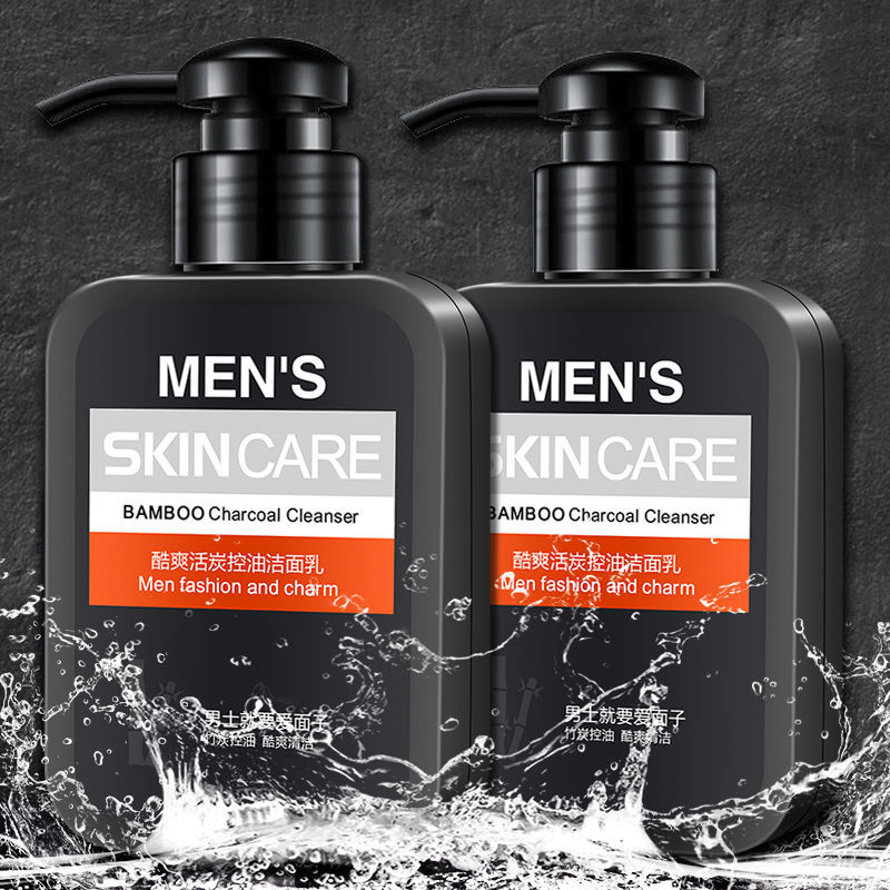 Han Lixi Men's Facial Cleanser: Cool, Activated Charcoal Formula for Oil Control, Deep Cleaning, and Blackhead & Pore Reduction—Wholesale Price