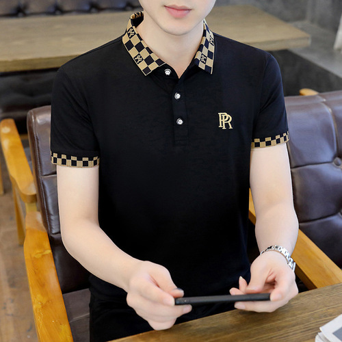 Retro Polo Shirt for Men - 2025 Summer Plain Color Collared Casual Half-Sleeve Shirt Top Trendy Short-Sleeve T-Shirt