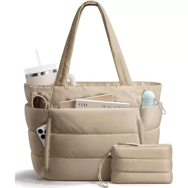 Cross-Border Trendy Shoulder Bag for Women, Large-Capacity Horizontal Quilted Commuter Tote Bag, Water-Repellent Yoga Fitness Travel Bag